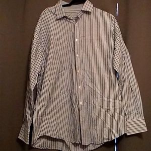 2x blue striped button up men's shirt 100% cotton